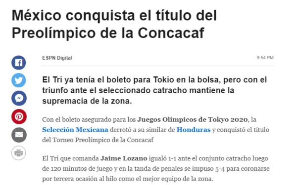 Lo que dice la prensa luego de que Honduras cayera contra México: ''Qué Preolímpico firmaron los catrachos''