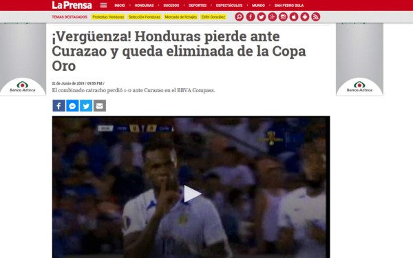 ¡Vergüenza! La prensa internacional y sus titulares sobre eliminación de Honduras a manos de Curazao