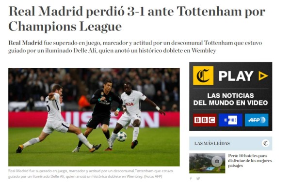 ¡CRISIS! Así reacciona la prensa mundial tras la dura derrota del Real Madrid ante el Tottenham