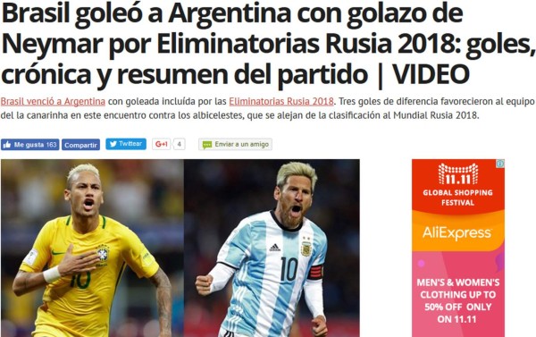 'Catástrofe, humillación', así reacciona la prensa tras goleada de Brasil a Argentina