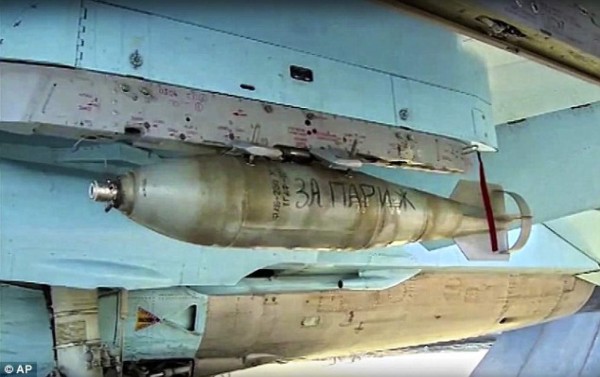 Los mensajes escritos por bombarderos rusos a los terroristas