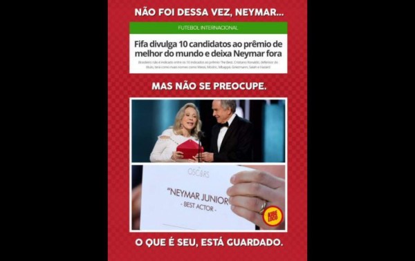 MEMES: Hacen pedazos a Neymar por no ser nominado para los premios The Best