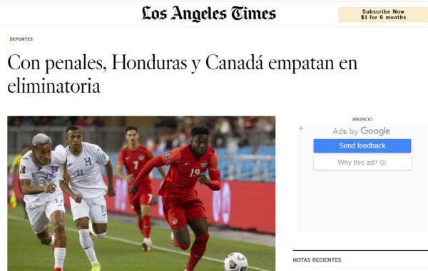 ¡Lamento canadiense! Lo que dice la prensa internacional tras el empate de Honduras ante Canadá en Toronto
