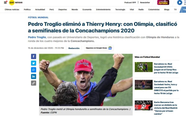 'Campanazo y Troglio elimina a Thiery Henry': Lo que dice la prensa internacional del pase del Olimpia