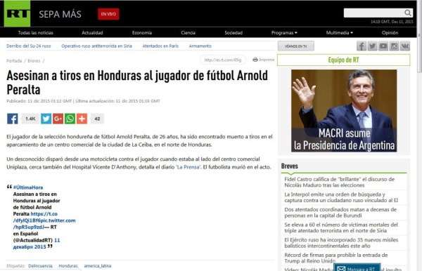 Honduras, en boca de todo el mundo por asesinato de Arnold Peralta