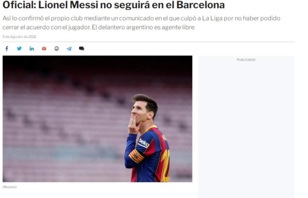 ¡Estalló un verdadero bombazo! Reacción de la prensa mundial ante la marcha de Messi del Barcelona