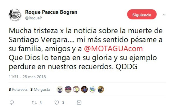 Fútbol hondureño se solidariza en redes tras fallecimiento de Santiago Vergara