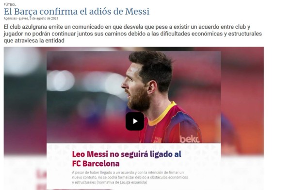 ¡Estalló un verdadero bombazo! Reacción de la prensa mundial ante la marcha de Messi del Barcelona