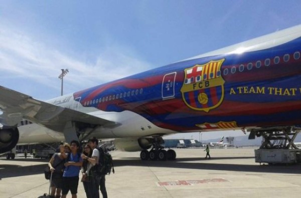 El lujoso e imponente avión del Barcelona