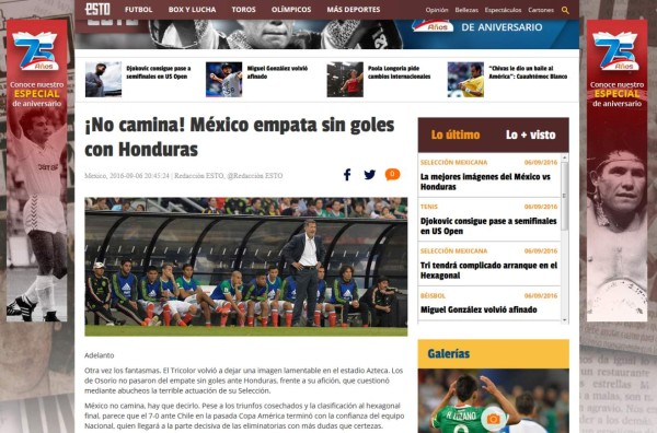 Prensa mexicana le tira con todo al Tri por empate en el Azteca ante Honduras