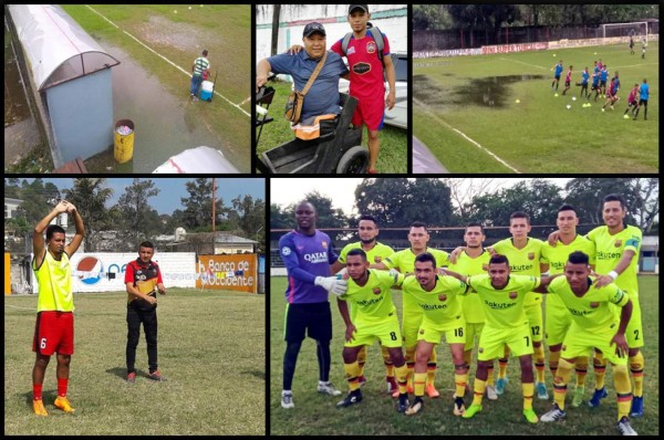 Liga de Ascenso: Uniforme del Barcelona, cancha inundada y Maco Mejía dando instrucciones