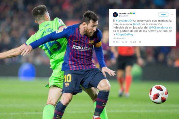 Levante presentó denuncia contra el Barcelona por alineación indebida &nbsp;&nbsp;