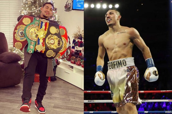 Teófimo López recibió el 2021 rodeado de todos los cinturones y pidiendo por un año exitoso