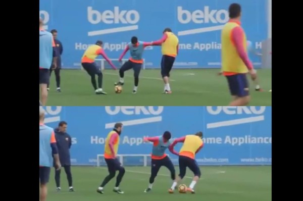 Neymar ridiculiza a Piqué con increíble caño