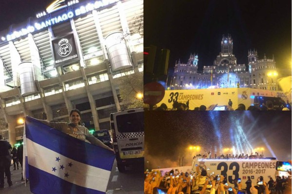 ¡Qué locura! La hondureña que estuvo en el festejo del Real Madrid por el título de Liga