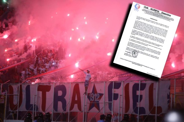 Olimpia en comunicado asegura que no tiene 'ninguna barra organizada'