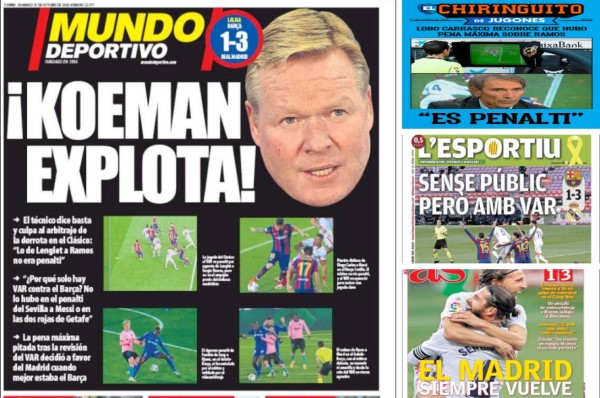 'Un atraco clásico': Las portadas el día después del polémico triunfo del Real Madrid ante Barcelona&nbsp;&nbsp;&nbsp;