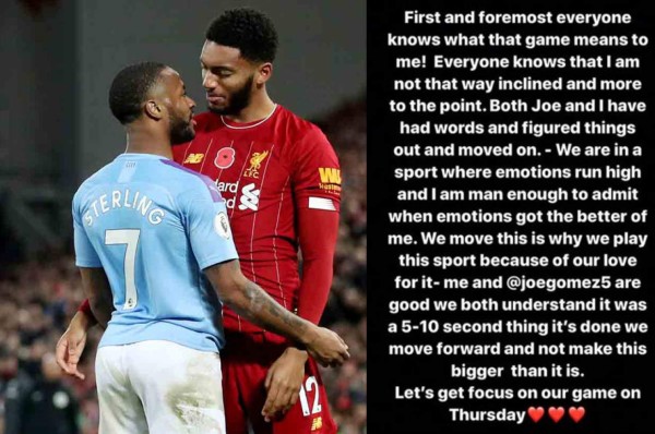 Sterling, seperado de la selección de Inglaterra, explica su lío con Joe Gomez