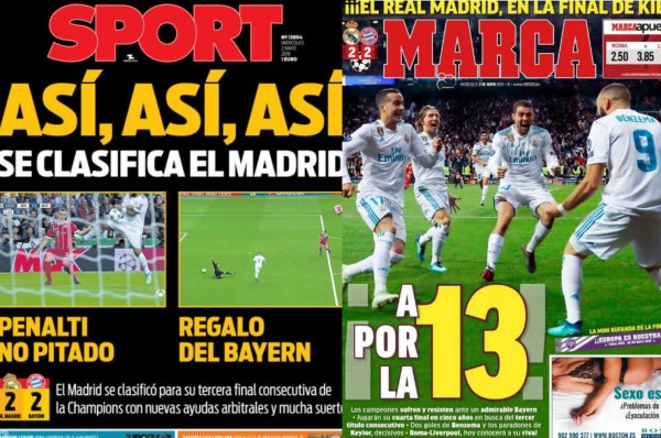 Las portadas sobre el pase a la final del Real: Así, así, así se clasifica el Madrid