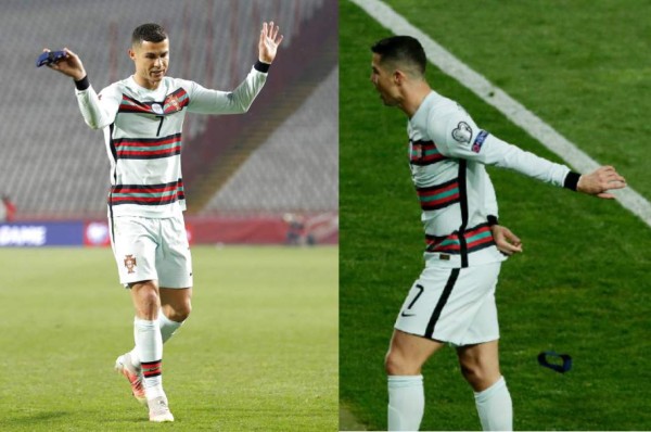 ¡Insólito! Subastarán por una buena causa el gafete que tiró Cristiano Ronaldo durante su rabieta en el Portugal-Serbia