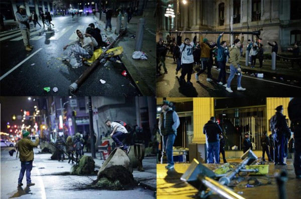 Filadelfia amanece con destrozos por las celebraciones de la Súper Bowl