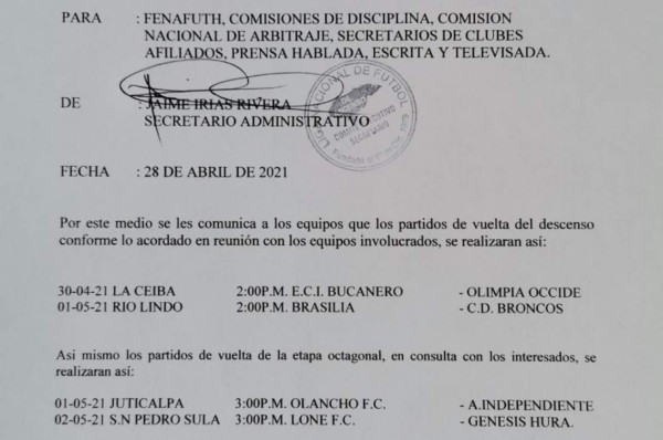 Liga de Ascenso confirma horarios para los partidos de vuelta por el no descenso y cuartos de final&nbsp;&nbsp;