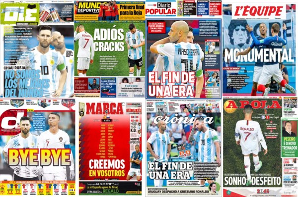 Las portadas de los diarios del mundo tras la eliminación de Messi y Cristiano de Rusia