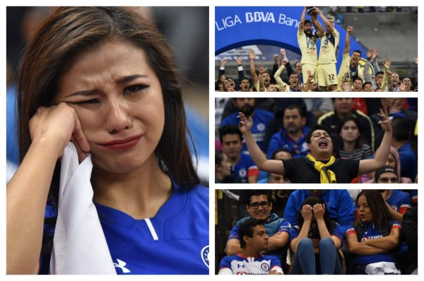 Las dos caras de la final: El festejo de las águilas del América y el llanto del Cruz Azul