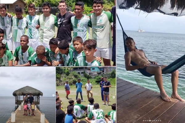Olimpista Matías Garrido vacaciona en Roatán y comparte con niños de esa ciudad