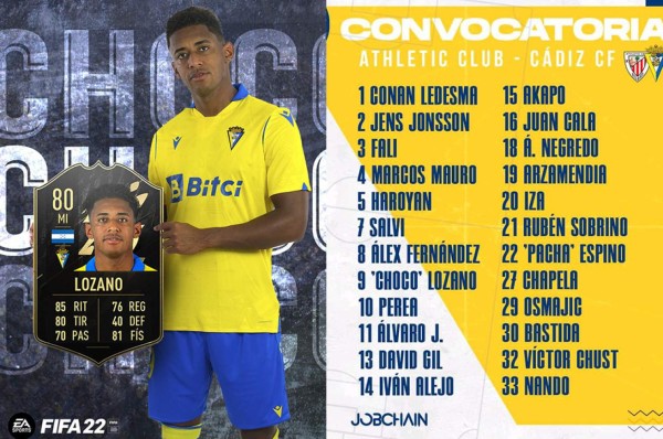 Hora y canal: Choco Lozano fue convocado por Cádiz para juego ante Athlétic de Bilbao de este viernes