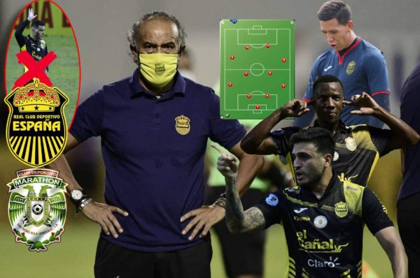 Sin centrales naturales: El arsenal del 'Potro' Gutiérrez con Real España para ganar el derbi ante Marathón en el Yankel