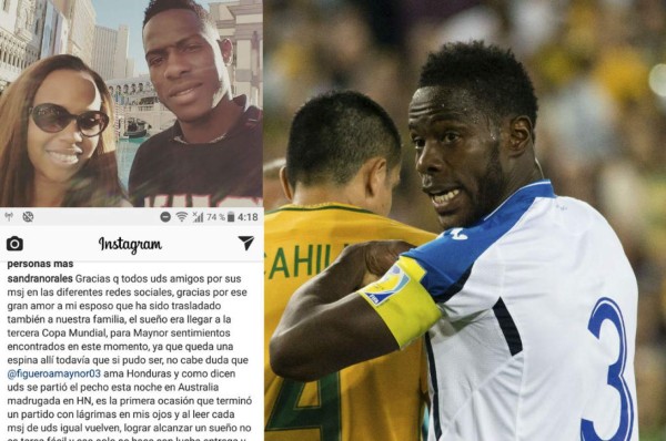 Las emotivas palabras de Sandra, la esposa de Maynor Figueroa