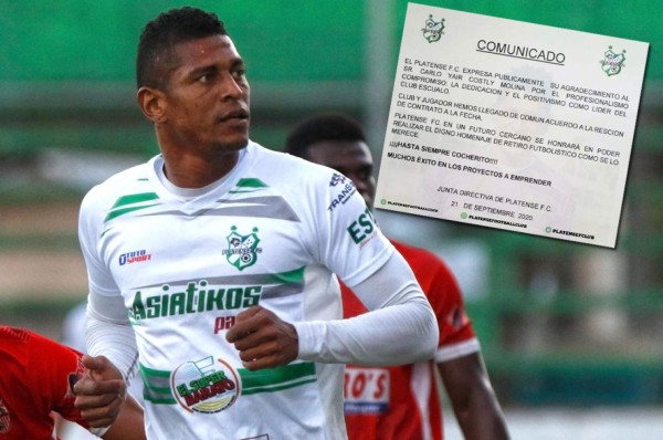 Platense anuncia la rescisión de contrato a Carlo Costly y promete hacerle una despedida