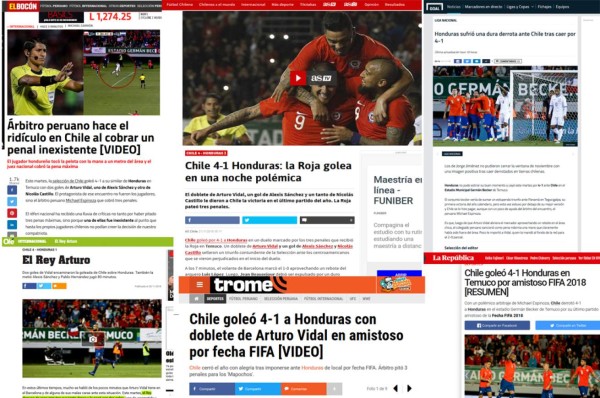 Prensa internacional: 'Polémico'y 'ridículo' triunfo de Chile ante Honduras