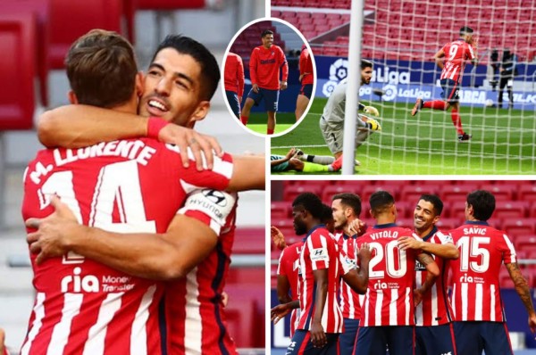 Alegría total, abrazos y su ritual: Así fue el debut goleador de Luis Suárez con el Atlético&nbsp;&nbsp;