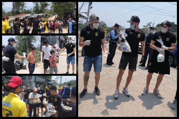 Uruguayos del Real España y Mega Barra visitan bordo para entregar víveres y ropa