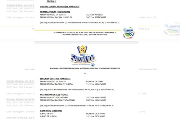 Liga Nacional presenta dos propuestas de calendario a los 10 clubes para el inicio del Apertura 2020