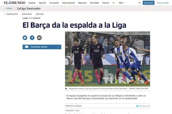 Prensa internacional critica al Barcelona, que pasó de lo sublime a lo ridículo