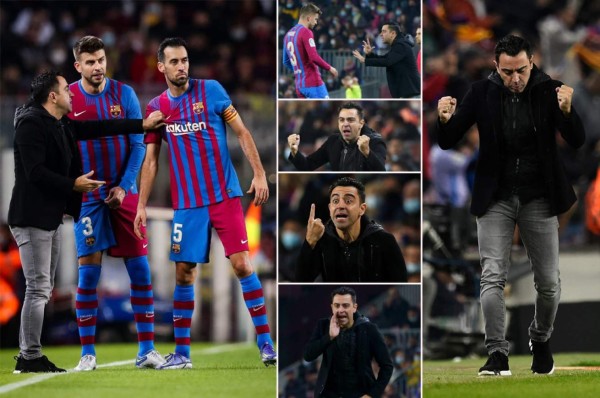 Las imperdibles fotos de Xavi dirigiendo a sus excompañeros del Barcelona en su debut y el efusivo festejo
