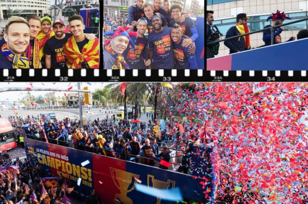 FOTOS: La gran celebración del FC Barcelona por el doblete en España