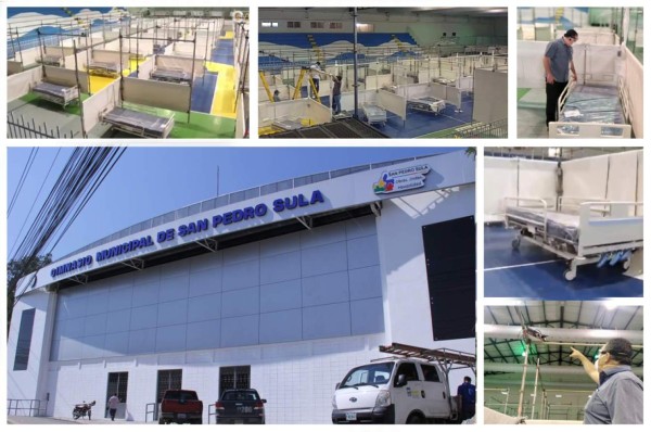 Gimnasio Municipal de San Pedro Sula es equipado para atender pacientes de coronavirus