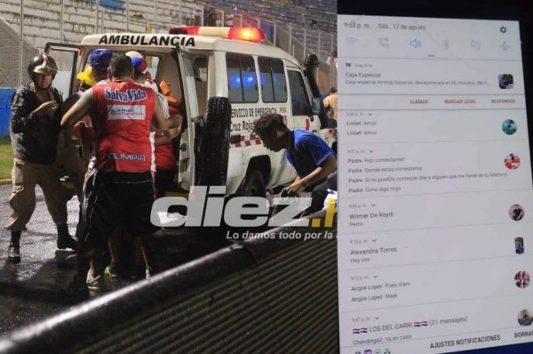 Impactante: Médico muestra la desesperación de un padre llamando a su hijo que murió en el clásico Olimpia-Motagua
