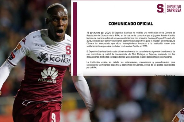 Saprissa emite comunicado en caso Rubilio Castillo: 'Hicimos la transferencia sin conocimiento del precontrato'