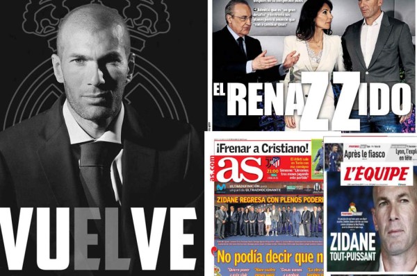 Las portadas por el mundo: Así titulan el regreso de Zidane al Real Madrid