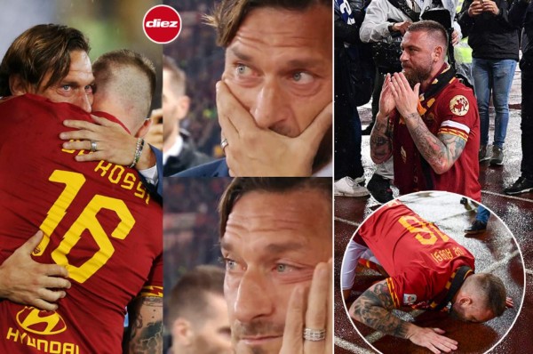 Emotivo: Totti llora tras el adiós de De Rossi en la Roma y así fue su despedida