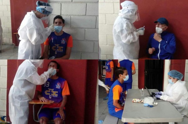 Jugadores de UPNFM se practican las pruebas de Covid previo a su debut en el Clausura ante Motagua