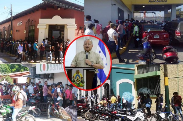 Hondureños abarrotan instituciones bancarias en medio del brote del covid-19