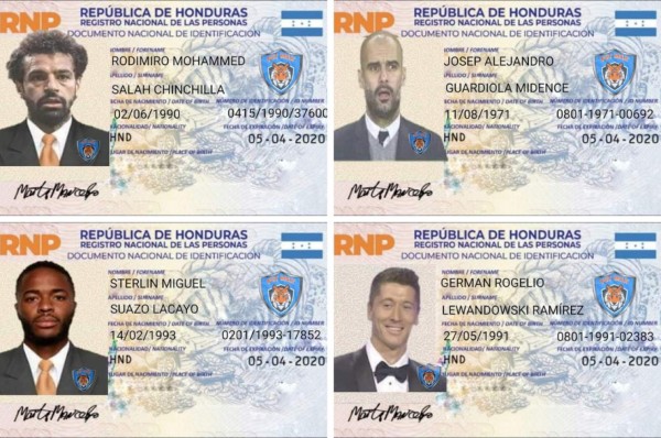 Número de identidad y apellido: Los jocosos nombres que tendrían los futbolistas europeos en el nuevo DNI de Honduras&nbsp;&nbsp;&nbsp;