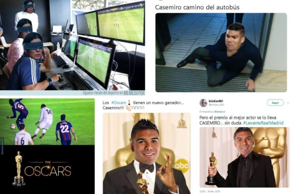 Los memes destrozan a Casemiro y le 'regalan' un Oscar por su clavado contra Levante