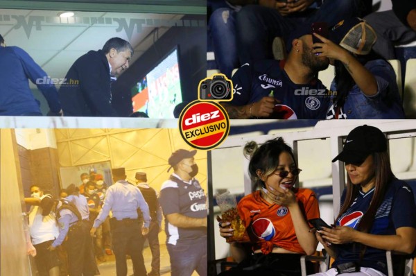 No se vio por TV: Con camiseta de Olimpia apoyando a Motagua, el beso y el 'invitado' en el palco